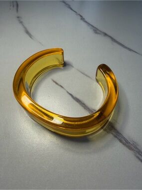 Amber Lucite Cuff Bracelet - Clear Amber Yellow